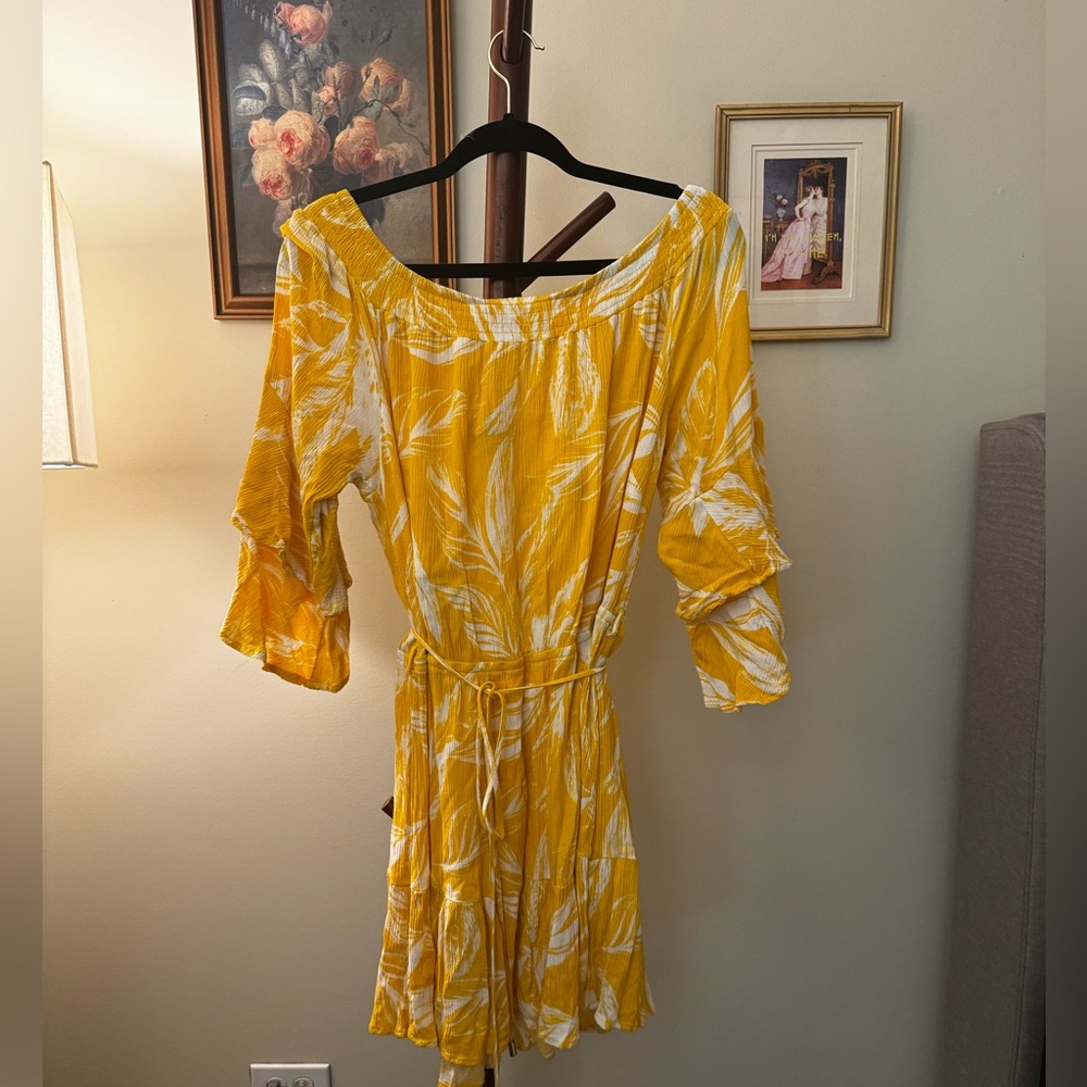 City Chic Yellow Off The Shoulder Mini Dress Size M-18